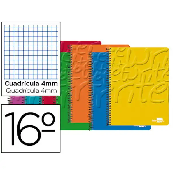 BLOC ESPIRAL LIDERPAPEL BOLSILLO 16º WRITE TAPA CARTONCILLO 80H 60G CUADRO 4MM. COLORES SURTIDO 726 BLOC ESPIRAL LIDERPAPEL BOLSILLO 16º WRITE TAPA CARTONCILLO 80H 60G CUADRO 4MM. COLORES SURTIDO 726