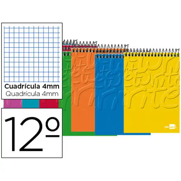 BLOC ESPIRAL LIDERPAPEL BOLSILLO 12º APAISADO WRITE TAPA CARTONCILLO 80H 60G CUADRO 4MM. COLORES SUR 730 BLOC ESPIRAL LIDERPAPEL BOLSILLO 12º APAISADO WRITE TAPA CARTONCILLO 80H 60G CUADRO 4MM. COLORES SUR 730