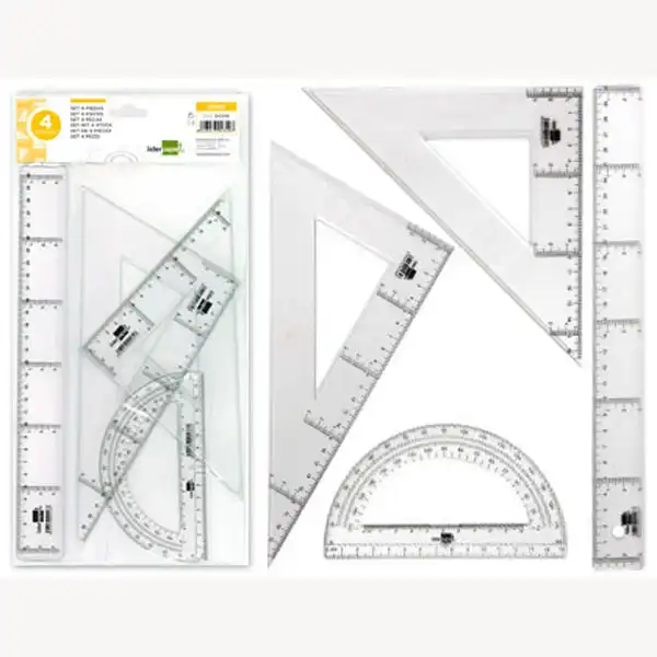 JUEGO ESCUADRA Y CARTABON 25CMREGLA 30CM Y SEMICIRCULO 15CM LPP EN PETACA INCOLORA 4349 JUEGO ESCUADRA Y CARTABON 25CMREGLA 30CM Y SEMICIRCULO 15CM LPP EN PETACA INCOLORA 4349