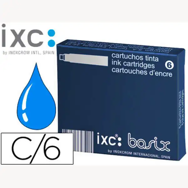 TINTA ESTILOGRAFICA INOXCROM AZUL CAJA DE 6 CARTUCHOS 8028 TINTA ESTILOGRAFICA INOXCROM AZUL CAJA DE 6 CARTUCHOS 8028