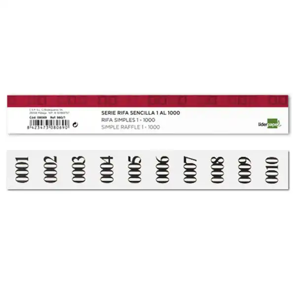 TIRA DE RIFA SENCILLA 8069 TIRA DE RIFA SENCILLA 8069