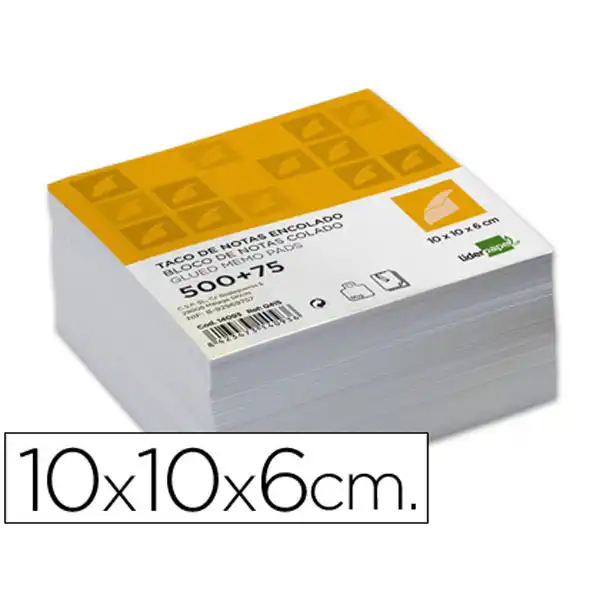 TACO LIDERPAPEL ENCOLADO 100 X 100 X 60MM BLANCO TACO LIDERPAPEL ENCOLADO 100 X 100 X 60MM BLANCO