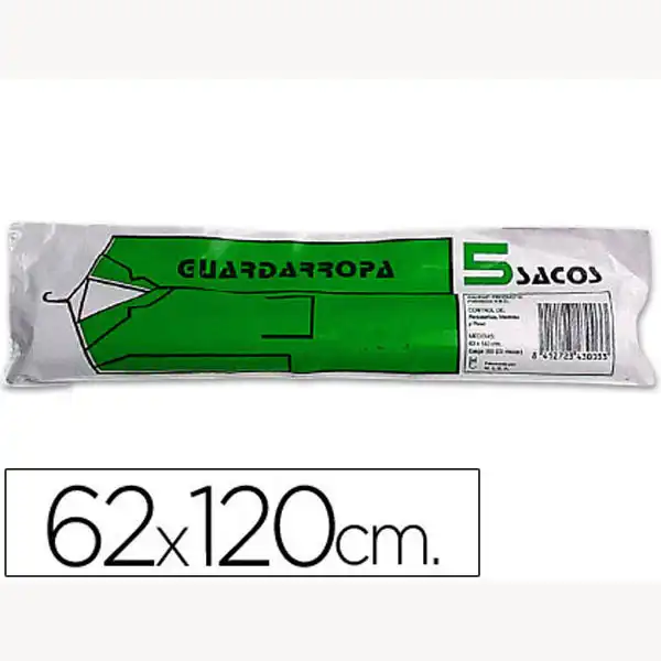 SACO GUARDARROPA GALGA 100 62X120 CM -ROLLO DE 5 SACOS 16712 SACO GUARDARROPA GALGA 100 62X120 CM -ROLLO DE 5 SACOS 16712