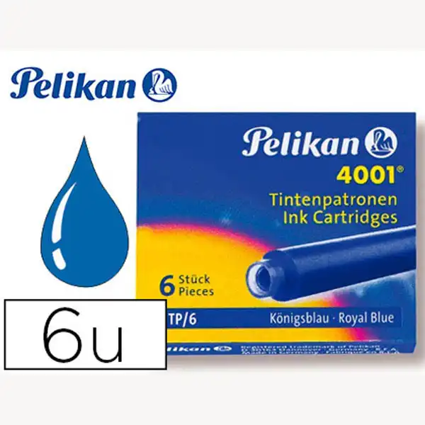 TINTA P/ PLUMAS PELIKAN AZUL REAL CAJA 6 CARTUCHOS 17041 TINTA P/ PLUMAS PELIKAN AZUL REAL CAJA 6 CARTUCHOS 17041