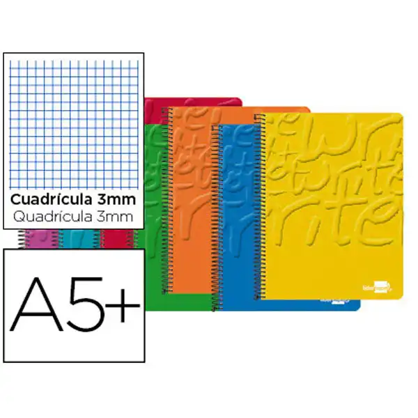 BLOC ESPIRAL LIDERPAPEL 4º WRITE TAPA CARTONCILLO 80H 60G CUADRO 3MM CON MARGEN. COLORES SURTIDOS 19374 BLOC ESPIRAL LIDERPAPEL 4º WRITE TAPA CARTONCILLO 80H 60G CUADRO 3MM CON MARGEN. COLORES SURTIDOS 19374