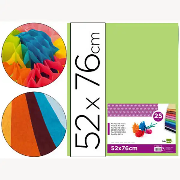 PAPEL SEDA LPP VERDE MEDIO 52X76 CM 18 GR -PAQ. DE 25 HJ 22237 PAPEL SEDA LPP VERDE MEDIO 52X76 CM 18 GR -PAQ. DE 25 HJ 22237