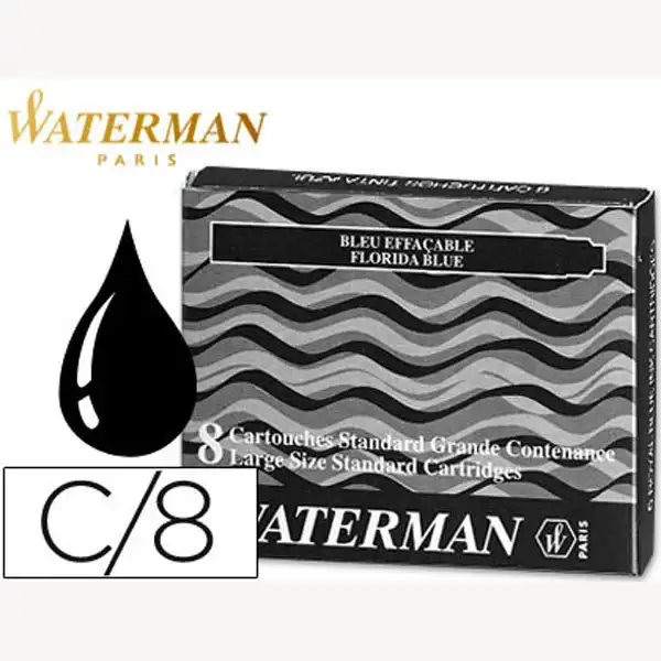 TINTA ESTILOGRAFICA WATERMAN NEGRA CAJA DE 8 CARTUCHOS STANDARD -LARGOS 23122 TINTA ESTILOGRAFICA WATERMAN NEGRA CAJA DE 8 CARTUCHOS STANDARD -LARGOS 23122
