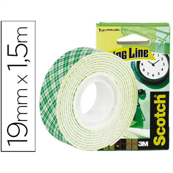 SOPORTE ADHESIVO CINTAS SCOTCH DOBLE CARA -ROLLO BLANCO 19 MM X 1.5 MT 23598 SOPORTE ADHESIVO CINTAS SCOTCH DOBLE CARA -ROLLO BLANCO 19 MM X 1.5 MT 23598