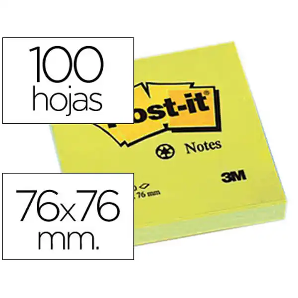 BLOC DE NOTAS ADHESIVAS QUITA Y PON POST-IT 76X76 MM PAPEL RECICLADO AMARILLO 29398 BLOC DE NOTAS ADHESIVAS QUITA Y PON POST-IT 76X76 MM PAPEL RECICLADO AMARILLO 29398