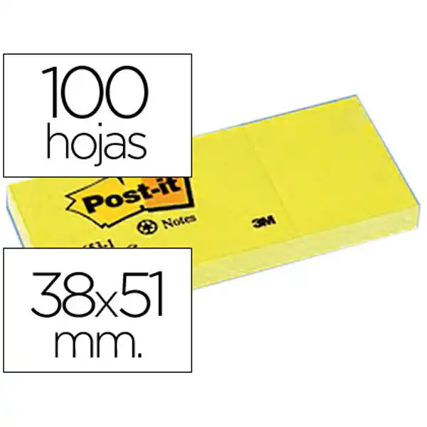 BLOC DE NOTAS ADHESIVAS QUITA Y PON POST-IT 38X51 MM PAPEL RECICLADO AMARILLO PACK DE 3 BLOCS 653-1 29404 BLOC DE NOTAS ADHESIVAS QUITA Y PON POST-IT 38X51 MM PAPEL RECICLADO AMARILLO PACK DE 3 BLOCS 653-1 29404