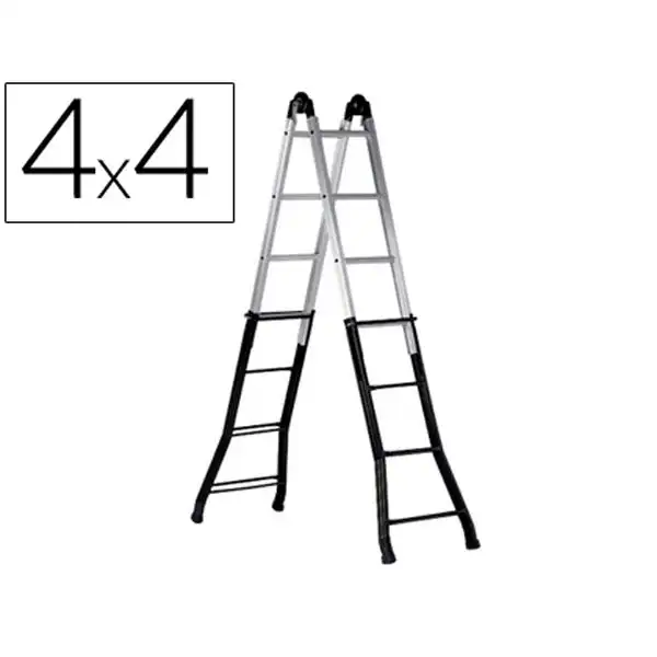 ESCALERA TELESCOPICA DE ACERO Y ALUMINIO DE 4+4+4+4 PELDAÑOS CON TRATAMIENTO DE SUPERFICIE EPOXI 31966 ESCALERA TELESCOPICA DE ACERO Y ALUMINIO DE 4+4+4+4 PELDAÑOS CON TRATAMIENTO DE SUPERFICIE EPOXI 31966