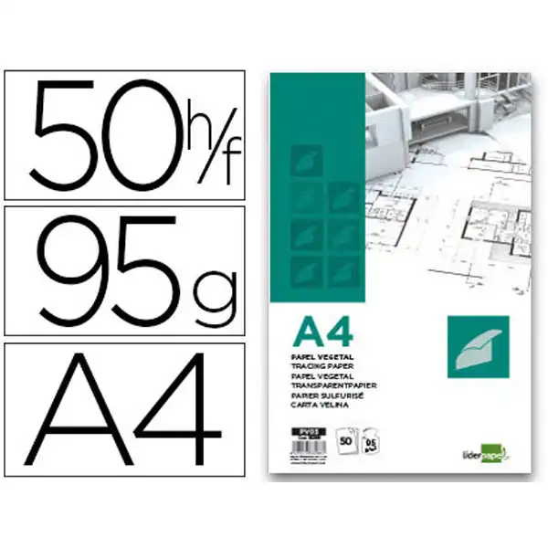 BLOC PAPEL VEGETAL LPP ENCOLADO 210X297MM 50 HJ 95G/M2 33288 BLOC PAPEL VEGETAL LPP ENCOLADO 210X297MM 50 HJ 95G/M2 33288