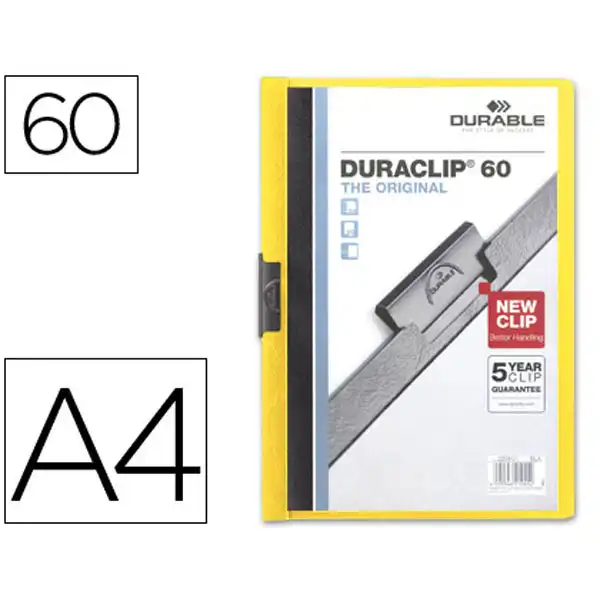 CARPETA DURACLIP DOSSIER PINZA LATERAL AMARILLO CAPACIDAD 60 HJ 35052 CARPETA DURACLIP DOSSIER PINZA LATERAL AMARILLO CAPACIDAD 60 HJ 35052