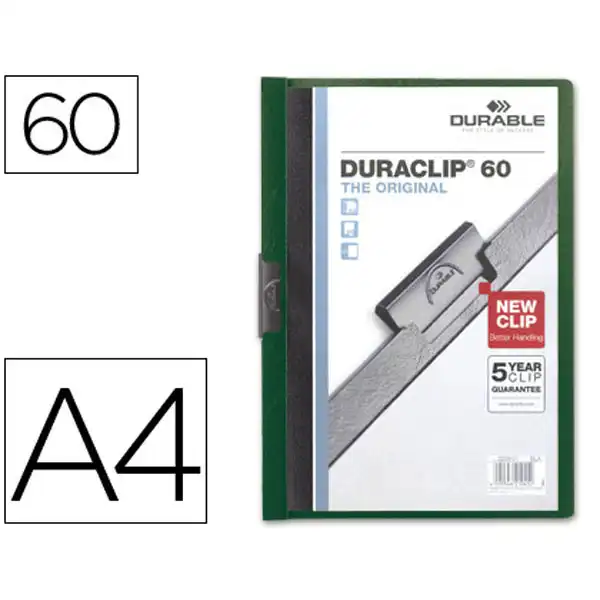 CARPETA DURACLIP DOSSIER PINZA LATERAL VERDE OSCURO CAPACIDAD 60 HJ 35058 CARPETA DURACLIP DOSSIER PINZA LATERAL VERDE OSCURO CAPACIDAD 60 HJ 35058