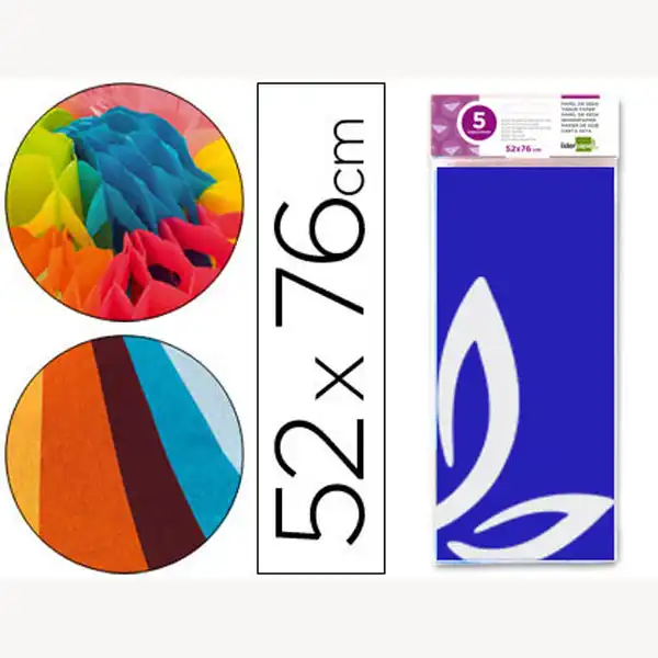 PAPEL SEDA LPP 52X76CM 18G/M2 BOLSA DE 5 HJ AZUL 36072 PAPEL SEDA LPP 52X76CM 18G/M2 BOLSA DE 5 HJ AZUL 36072