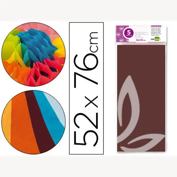 PAPEL SEDA LPP 52X76CM 18G/M2 BOLSA DE 5 HJ MARRON 36074 PAPEL SEDA LPP 52X76CM 18G/M2 BOLSA DE 5 HJ MARRON 36074
