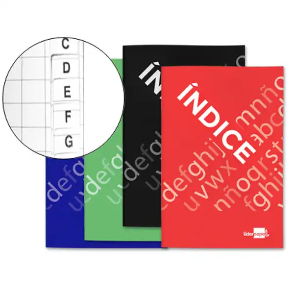 INDICE LIDERPAPEL TAPA CARTONCILLO 4º 24 HJ 70G/M2 COLORES SURTIDOS 37500 INDICE LIDERPAPEL TAPA CARTONCILLO 4º 24 HJ 70G/M2 COLORES SURTIDOS 37500