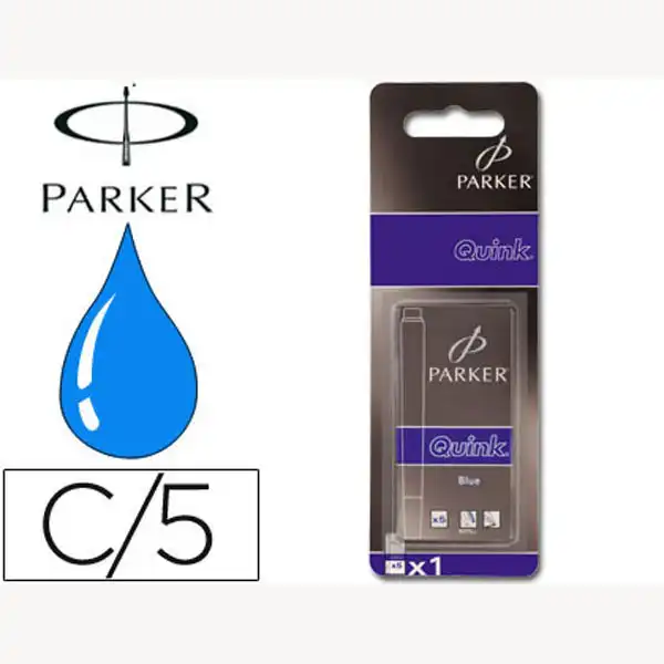 TINTA ESTILOGRAFICA PARKER AZUL REAL CAJA DE 5 CARTUCHOS 38018 TINTA ESTILOGRAFICA PARKER AZUL REAL CAJA DE 5 CARTUCHOS 38018