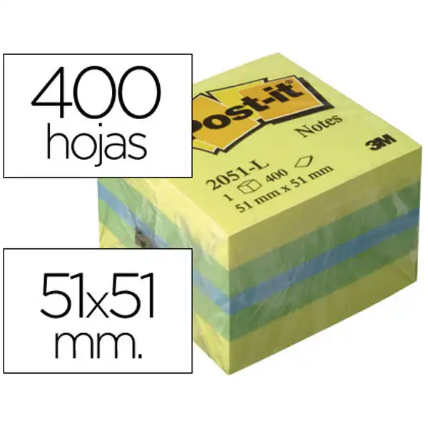 BLOC DE NOTAS ADHESIVAS QUITA Y PON POST-IT 51X51 MM MINICUBO COLOR LIMON 2051-L 400 HJ 39334 BLOC DE NOTAS ADHESIVAS QUITA Y PON POST-IT 51X51 MM MINICUBO COLOR LIMON 2051-L 400 HJ 39334