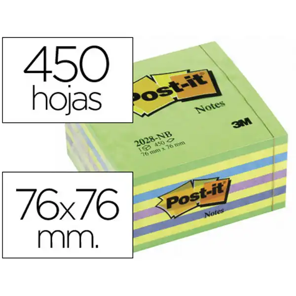 BLOC DE NOTAS ADHESIVAS QUITA Y PON POST-IT 76X76 MM CUBO COLOR AZUL Y VERDE 450 HJ 46772 BLOC DE NOTAS ADHESIVAS QUITA Y PON POST-IT 76X76 MM CUBO COLOR AZUL Y VERDE 450 HJ 46772