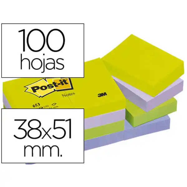BLOC DE NOTAS ADHESIVAS QUITA Y PON POST-IT 38X51 MM ULTRA INTENSO SURTIDO PACK DE 12 BLOCS 46773 BLOC DE NOTAS ADHESIVAS QUITA Y PON POST-IT 38X51 MM ULTRA INTENSO SURTIDO PACK DE 12 BLOCS 46773