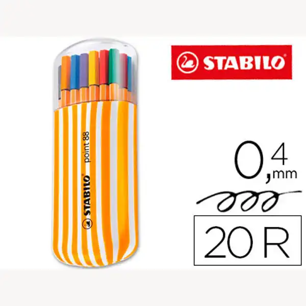ROTULADOR STABILO PUNTA DE FIBRA POINT 88 ZEBRUI ESTUCHE DE 20 ROTULADORES SURTIDOS 49220 ROTULADOR STABILO PUNTA DE FIBRA POINT 88 ZEBRUI ESTUCHE DE 20 ROTULADORES SURTIDOS 49220