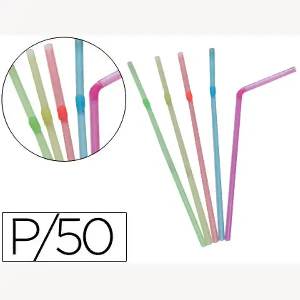 SORBETE FLEXIBLE FLUORESCENTE -PAQ. 50 UNIDADES 49271 SORBETE FLEXIBLE FLUORESCENTE -PAQ. 50 UNIDADES 49271