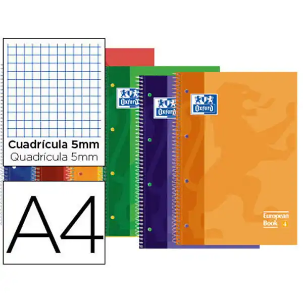 BLOC ESPIRAL OXFORD TAPA EXTRADURA MICROPERFORADO DIN A4 140 HOJAS CUADROS 5MM 100430180 49370 BLOC ESPIRAL OXFORD TAPA EXTRADURA MICROPERFORADO DIN A4 140 HOJAS CUADROS 5MM 100430180 49370