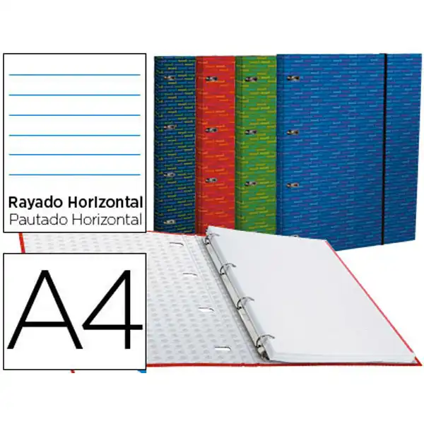 CARPETA CON RECAMBIO LIDERPAPEL A4 HORIZONTAL FORRADA 4 ANILLAS 20MM 52393 CARPETA CON RECAMBIO LIDERPAPEL A4 HORIZONTAL FORRADA 4 ANILLAS 20MM 52393