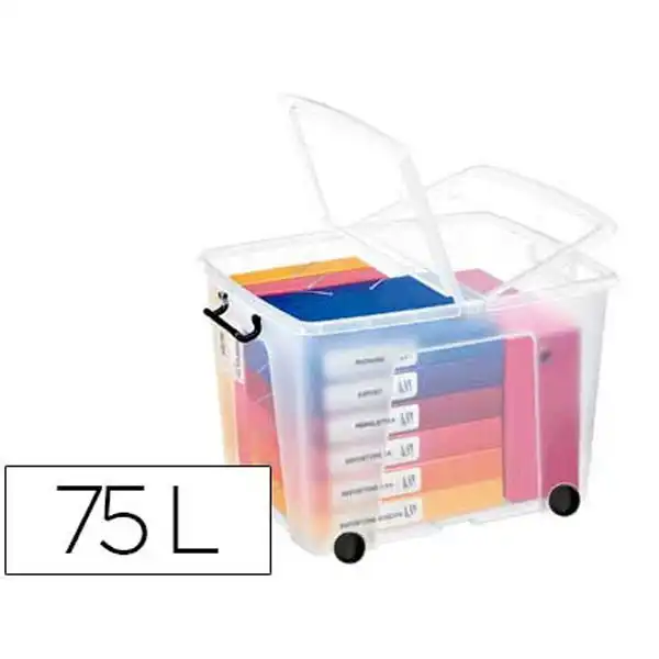 CONTENEDOR PLASTICO CEP 75 LITROS 485X600X415 MM TRANSPARENTE CON TAPA CIERRE HERMETICO Y 4 RUEDAS 57164 57164 CONTENEDOR PLASTICO CEP 75 LITROS 485X600X415 MM TRANSPARENTE CON TAPA CIERRE HERMETICO Y 4 RUEDAS 57164 57164