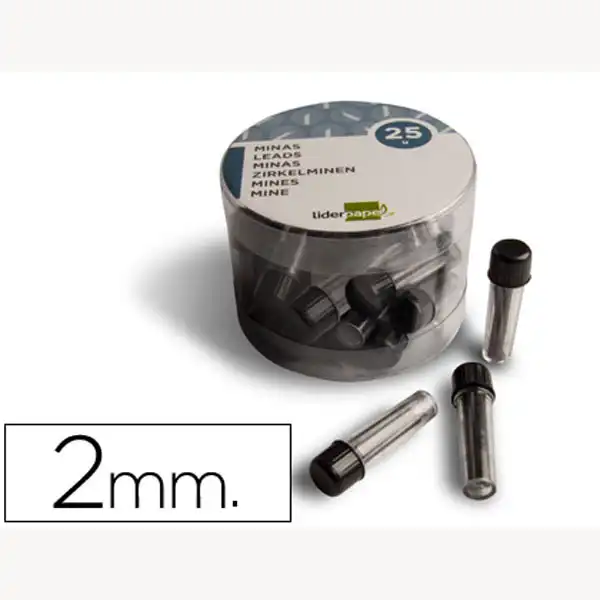 MINAS LIDERPAPEL GRAFITO P/ COMPAS 2 MM ESTUCHE DE 3 MINAS 57355 MINAS LIDERPAPEL GRAFITO P/ COMPAS 2 MM ESTUCHE DE 3 MINAS 57355