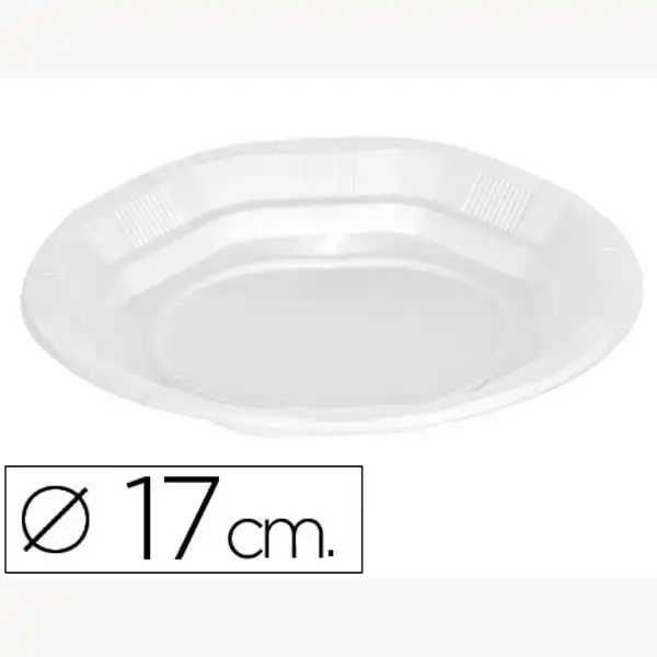 PLATO DE PLASTICO BLANCO LLANO 17CM DE DIAMETRO PAQ. DE 50 59950 PLATO DE PLASTICO BLANCO LLANO 17CM DE DIAMETRO PAQ. DE 50 59950