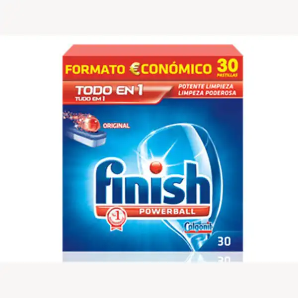 LAVAVAJILLAS FINISH 3 EN 1 POWERBALL BRILLO DIAMANTE CAJA DE 30 PASTILLAS 59994 LAVAVAJILLAS FINISH 3 EN 1 POWERBALL BRILLO DIAMANTE CAJA DE 30 PASTILLAS 59994