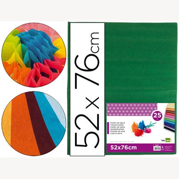 PAPEL SEDA LPP VERDE OSCURO 52X76CM 18 GR/M2 PAQ. DE 25 HJ 72799 PAPEL SEDA LPP VERDE OSCURO 52X76CM 18 GR/M2 PAQ. DE 25 HJ 72799