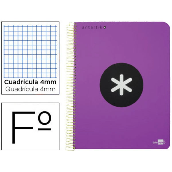 BLOC ESPIRAL LIDERPAPEL Fº ANTARTIK TAPA EXTRADURA 80H 100G CUADRO 4MM CON MARGENCOLOR VIOLETA 74685 BLOC ESPIRAL LIDERPAPEL Fº ANTARTIK TAPA EXTRADURA 80H 100G CUADRO 4MM CON MARGENCOLOR VIOLETA 74685