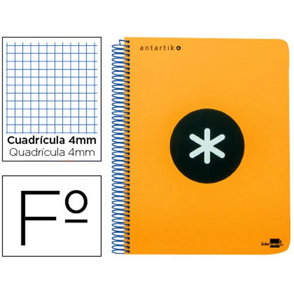BLOC ESPIRAL LIDERPAPEL Fº ANTARTIK TAPA EXTRADURA 80H 100G CUADRO 4MM CON MARGENCOLOR NARANJA FLUORE 74687 BLOC ESPIRAL LIDERPAPEL Fº ANTARTIK TAPA EXTRADURA 80H 100G CUADRO 4MM CON MARGENCOLOR NARANJA FLUORE 74687