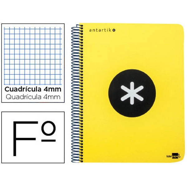 BLOC ESPIRAL LIDERPAPEL Fº ANTARTIK TAPA EXTRADURA 80H 100G CUADRO 4MM CON MARGENCOLOR AMARILLO FLUOR 74688 BLOC ESPIRAL LIDERPAPEL Fº ANTARTIK TAPA EXTRADURA 80H 100G CUADRO 4MM CON MARGENCOLOR AMARILLO FLUOR 74688