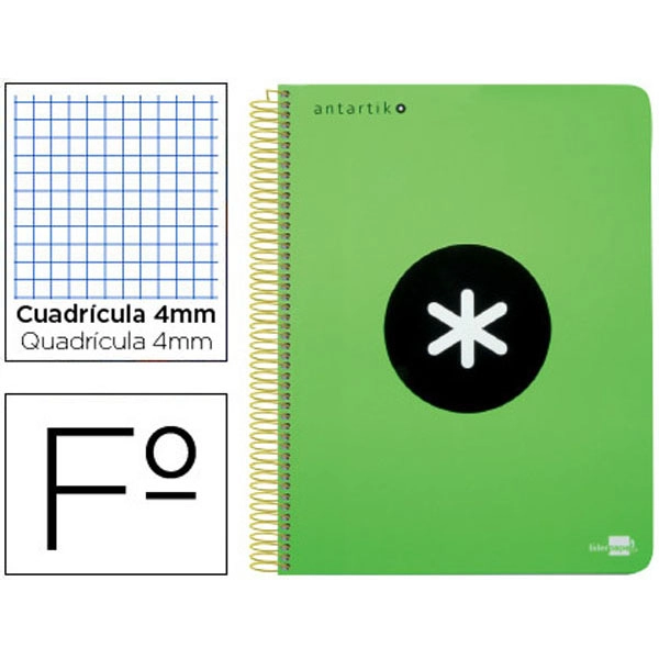 BLOC ESPIRAL LIDERPAPEL Fº ANTARTIK TAPA EXTRADURA 80H 100G CUADRO 4MM CON MARGENCOLOR VERDE FLUORESC 74689 BLOC ESPIRAL LIDERPAPEL Fº ANTARTIK TAPA EXTRADURA 80H 100G CUADRO 4MM CON MARGENCOLOR VERDE FLUORESC 74689
