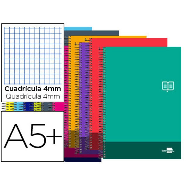 BLOC ESPIRAL LIDERPAPEL 4º DISCOVER TAPA CARTONCILLO 80 H 80G CUADRO 4 MM CON MARGEN COLORES 74877 BLOC ESPIRAL LIDERPAPEL 4º DISCOVER TAPA CARTONCILLO 80 H 80G CUADRO 4 MM CON MARGEN COLORES 74877