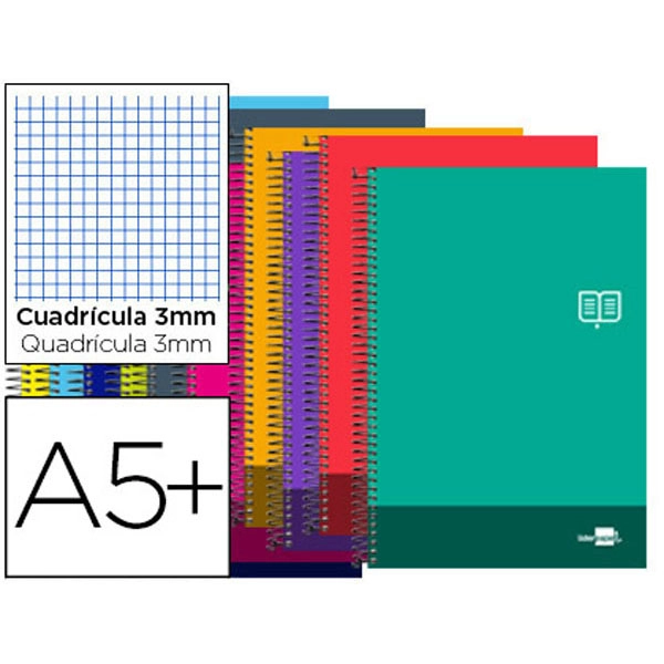 BLOC ESPIRAL LIDERPAPEL 4º DISCOVER TAPA CARTONCILLO 80 H 80G CUADRO 3 MM CON MARGEN COLORES 74878 BLOC ESPIRAL LIDERPAPEL 4º DISCOVER TAPA CARTONCILLO 80 H 80G CUADRO 3 MM CON MARGEN COLORES 74878