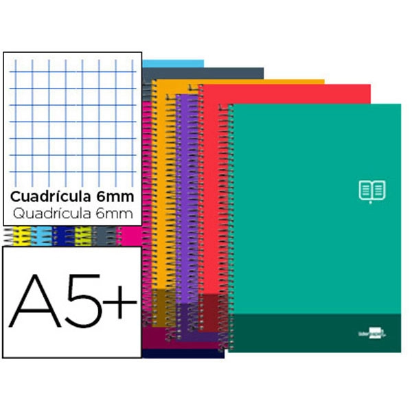 BLOC ESPIRAL LIDERPAPEL 4º DISCOVER TAPA CARTONCILLO 80 H 80G CUADRO 6 MM CON MARGEN COLORES 74880 BLOC ESPIRAL LIDERPAPEL 4º DISCOVER TAPA CARTONCILLO 80 H 80G CUADRO 6 MM CON MARGEN COLORES 74880