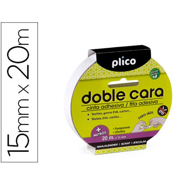 CINTA ADHESIVA PLICO DOBLE CARA 15MM X 20MT 75073 CINTA ADHESIVA PLICO DOBLE CARA 15MM X 20MT 75073
