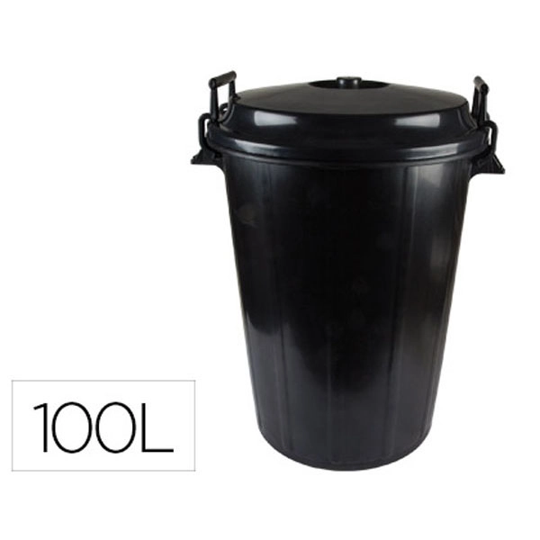 CUBO DE BASURA NEGRO CON TAPA P/ BOLSAS 85X105CM 100 LITROS 76223 CUBO DE BASURA NEGRO CON TAPA P/ BOLSAS 85X105CM 100 LITROS 76223