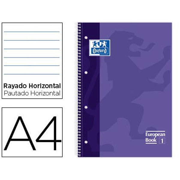 BLOC ESPIRAL OXFORD TAPA EXTRADURA MICROPERF A4 80 HJ RAYADO HORIZONTAL COLOR LILA 100430267 77227 BLOC ESPIRAL OXFORD TAPA EXTRADURA MICROPERF A4 80 HJ RAYADO HORIZONTAL COLOR LILA 100430267 77227