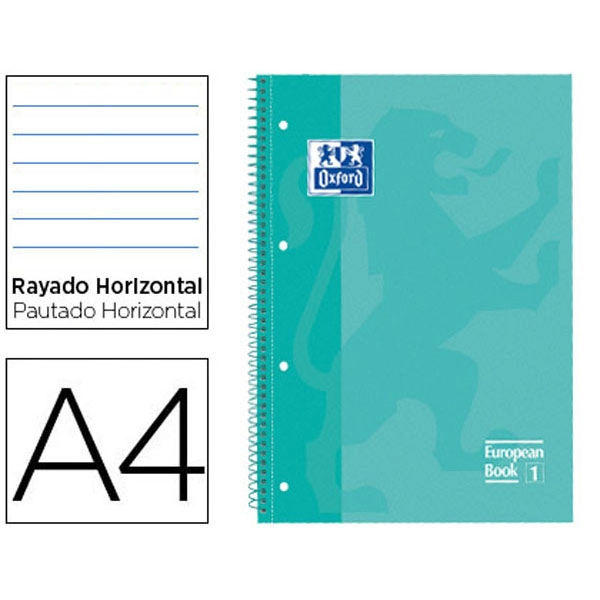 BLOC ESPIRAL OXFORD TAPA EXTRADURA MICROPERF A4 80 HJ RAYADO HORIZONTAL COLOR VERDE MENTA 400046818 77229 BLOC ESPIRAL OXFORD TAPA EXTRADURA MICROPERF A4 80 HJ RAYADO HORIZONTAL COLOR VERDE MENTA 400046818 77229