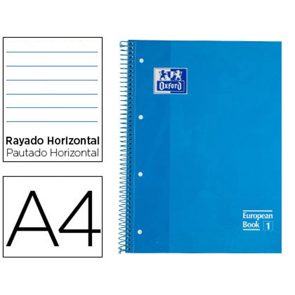 BLOC ESPIRAL OXFORD TAPA EXTRADURA MICROPERF A4 80 HJ RAYADO HORIZONTAL COLOR TURQUESA 400046819 77230 BLOC ESPIRAL OXFORD TAPA EXTRADURA MICROPERF A4 80 HJ RAYADO HORIZONTAL COLOR TURQUESA 400046819 77230