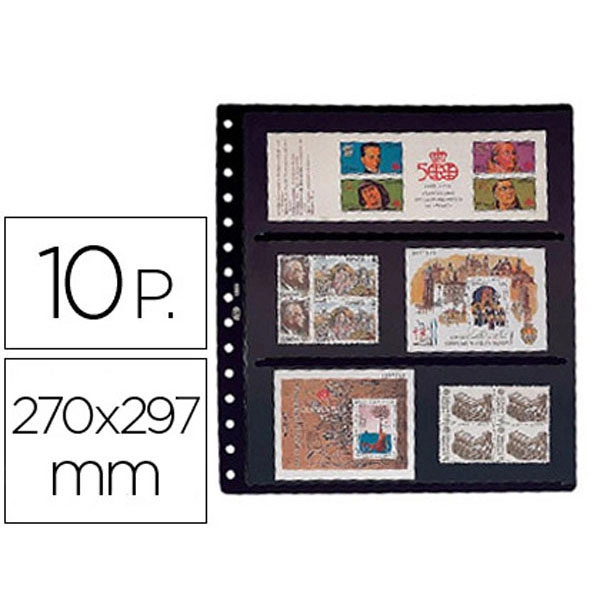 FUNDA PARDO CLASIFICADORA DE SELLOS 8 BANDAS DOBLE CARA FONDO NEGRO 15 ANILLAS 270 X 297 MM PACK DE 10 U 77745 FUNDA PARDO CLASIFICADORA DE SELLOS 8 BANDAS DOBLE CARA FONDO NEGRO 15 ANILLAS 270 X 297 MM PACK DE 10 U 77745