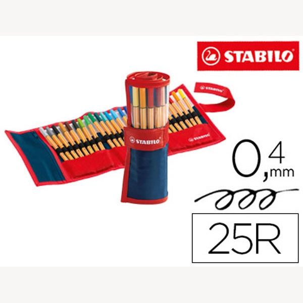 ROTULADOR STABILO PUNTA DE FIBRA POINT 88 ESTUCHE ROLLERSET DE 25 COLORES SURTIDOS 78053 ROTULADOR STABILO PUNTA DE FIBRA POINT 88 ESTUCHE ROLLERSET DE 25 COLORES SURTIDOS 78053