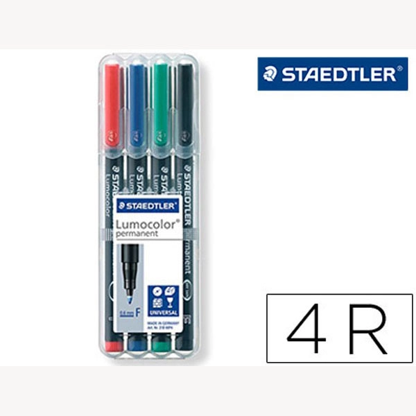 ROTULADOR STAEDTLER LUMOCOLOR RETROP. PUNTA DE FIBRA PERMANENTE 318 WP ESTUCHE 4 COLORES PUNTA F 78085 ROTULADOR STAEDTLER LUMOCOLOR RETROP. PUNTA DE FIBRA PERMANENTE 318 WP ESTUCHE 4 COLORES PUNTA F 78085