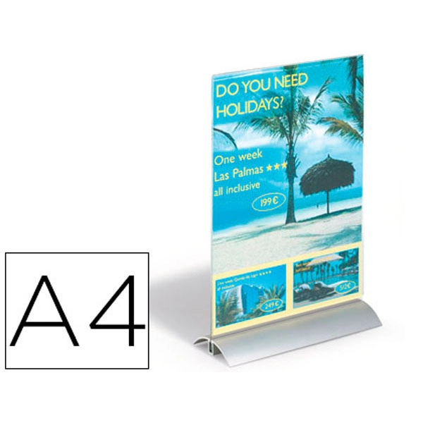 EXPOSITOR SOBREMESA DURABLE DOS CARAS CON FORMA T METACRILATO CON BASE DE ALUMINIO 323X212X85 MM 78336 EXPOSITOR SOBREMESA DURABLE DOS CARAS CON FORMA T METACRILATO CON BASE DE ALUMINIO 323X212X85 MM 78336